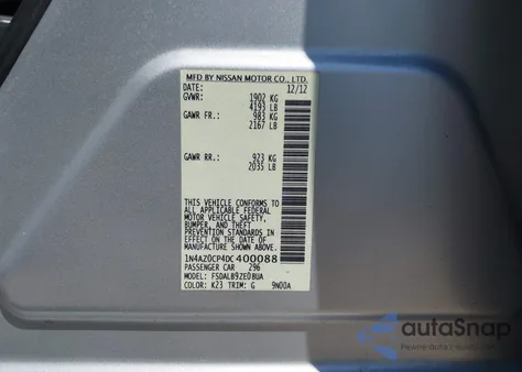 2013 Nissan Leaf S z USA, uszkodzony, nr VIN 1N4AZ0CP4DC400088
